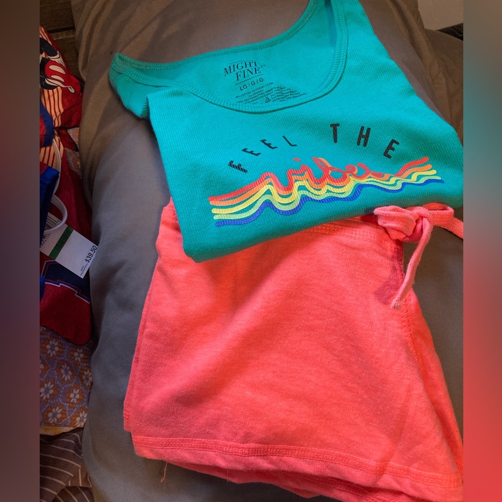 Size medium shorts, large tank, kids outfit